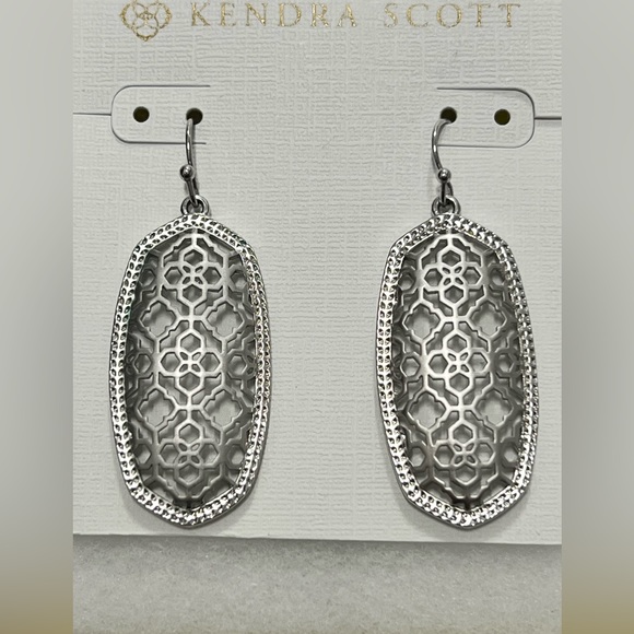 NWT Kendra Scott Limited Edition Elle Earrings Silver Filigree Nordstrom Release - Picture 3 of 6